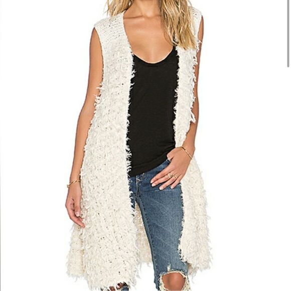 Free People Rolling Stone Shaggy Long Vest - Boho Chic Elegance - Picture 1 of 11